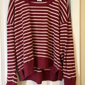 Aerie Red and white Striped Top